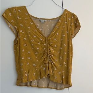 American Eagle Yellow Floral Blouse